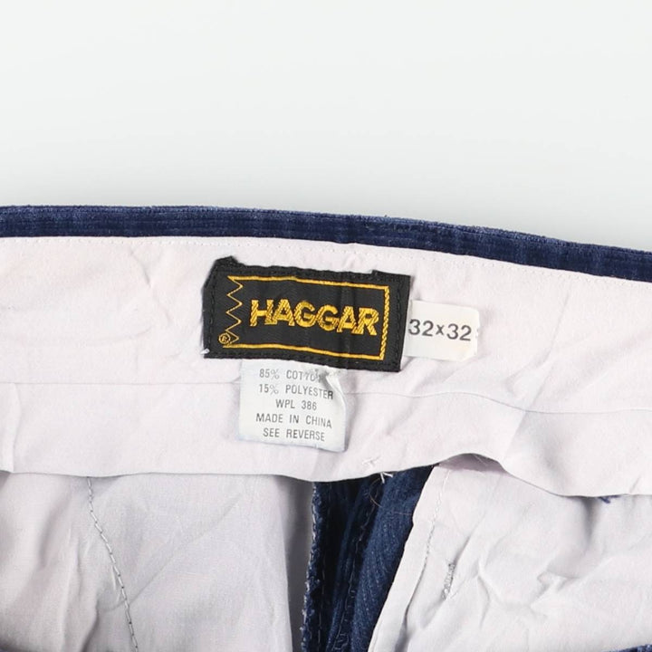 Vintage 70s-80'S Haggar corduroy pants, men's size W32 cotton navy blue type Vintage Second Hand