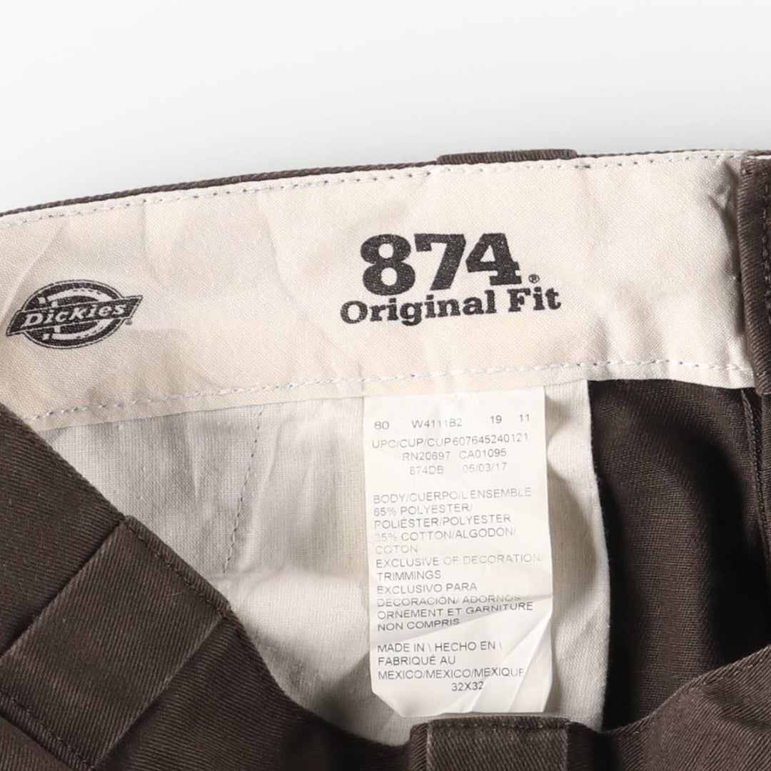 Dickies 874 ORIGINAL FIT Work Pants for Men, W32 equivalent polyester brown type Vintage Second Hand