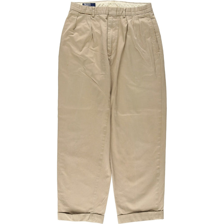 Ralph Lauren POLO by Ralph Lauren Two-pleat Chino Pants for Men, W31 equivalent cotton Beige type Vintage Second Hand