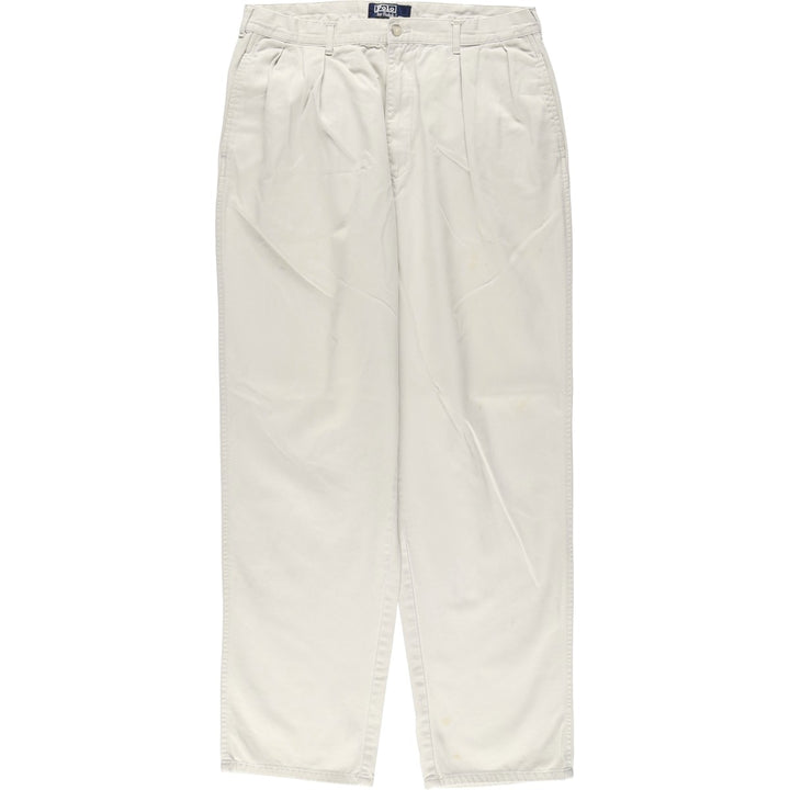 Ralph Lauren POLO by Ralph Lauren Two-pleat Chino Pants for Men, W33 equivalent cotton ivory Vintage Second Hand
