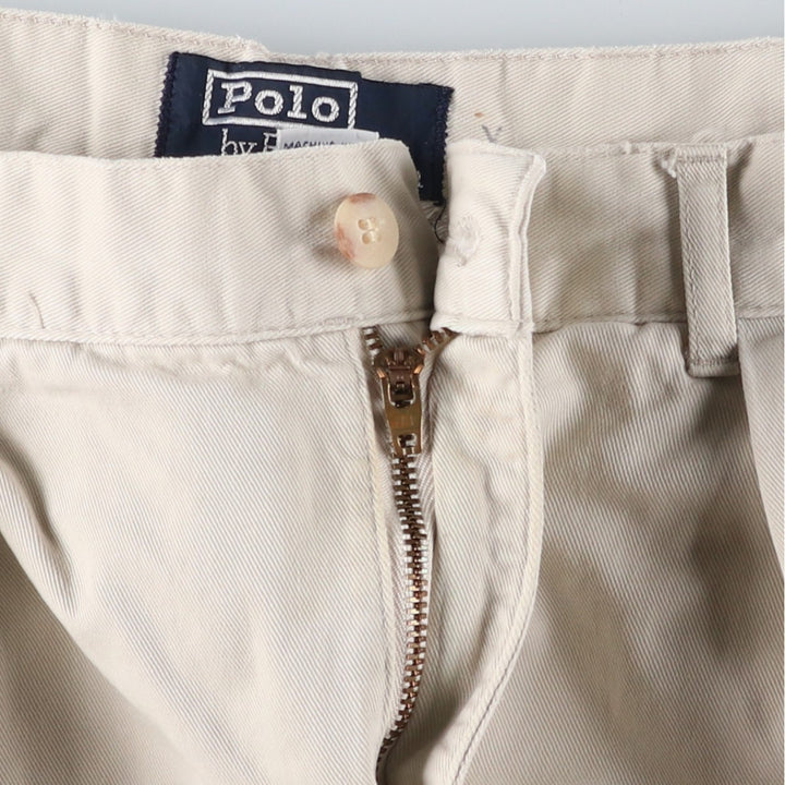 Ralph Lauren POLO by Ralph Lauren Two-pleat Chino Pants for Men, W33 equivalent cotton ivory Vintage Second Hand