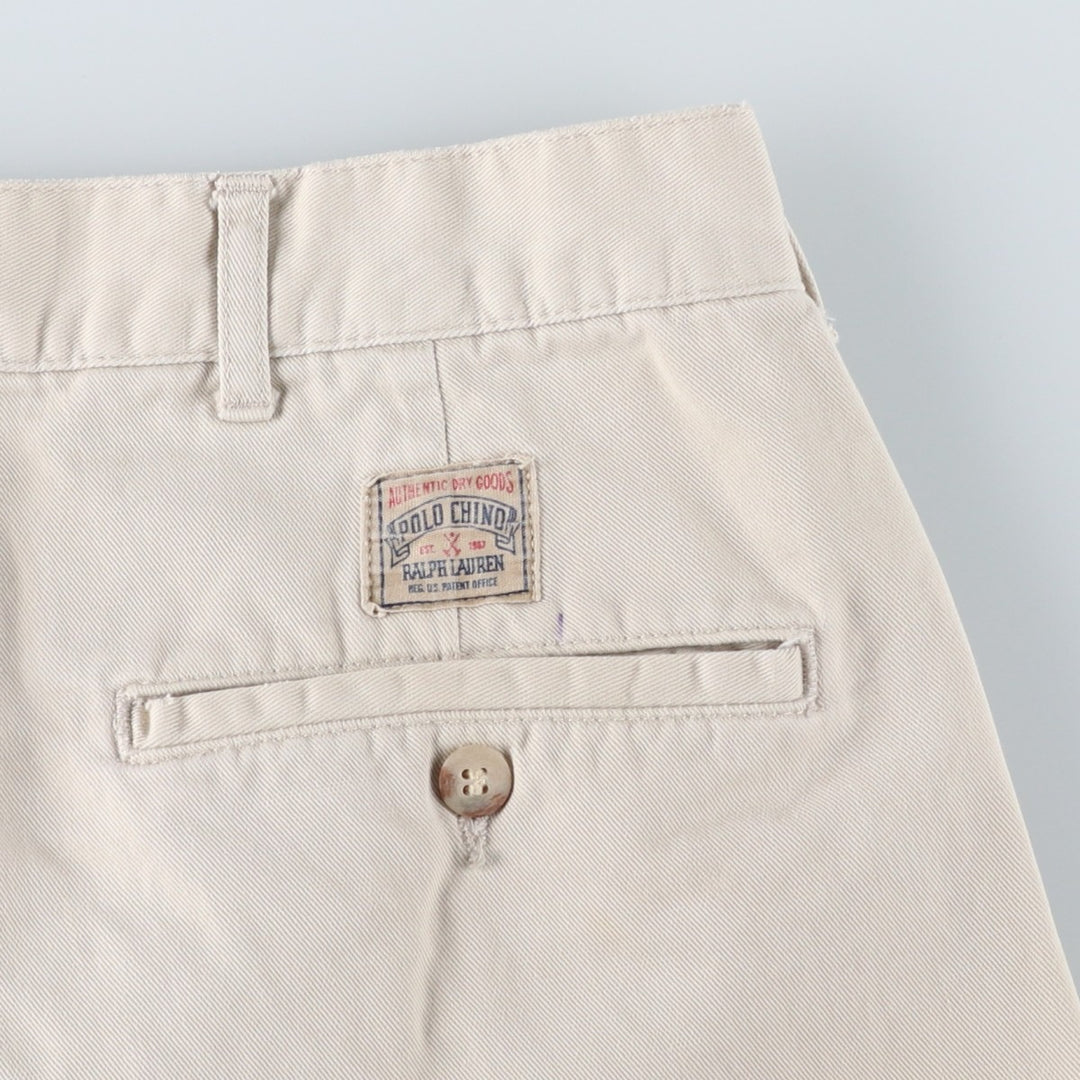 Ralph Lauren POLO by Ralph Lauren Two-pleat Chino Pants for Men, W33 equivalent cotton ivory Vintage Second Hand