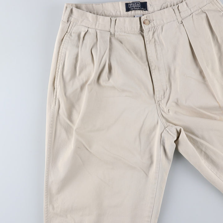 Ralph Lauren POLO by Ralph Lauren Two-pleat Chino Pants for Men, W33 equivalent cotton ivory Vintage Second Hand