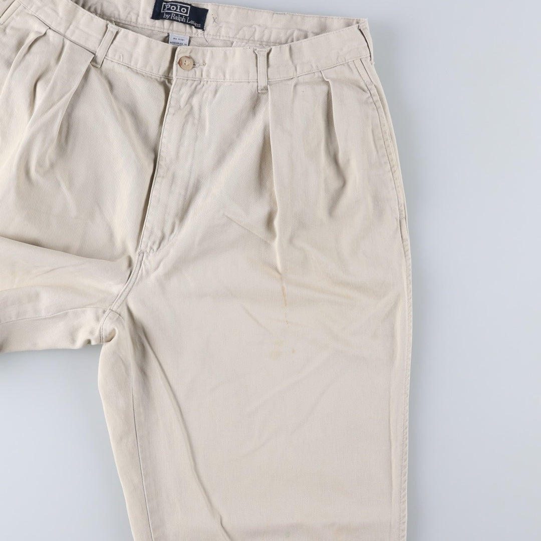 Ralph Lauren POLO by Ralph Lauren Two-pleat Chino Pants for Men, W33 equivalent cotton ivory Vintage Second Hand
