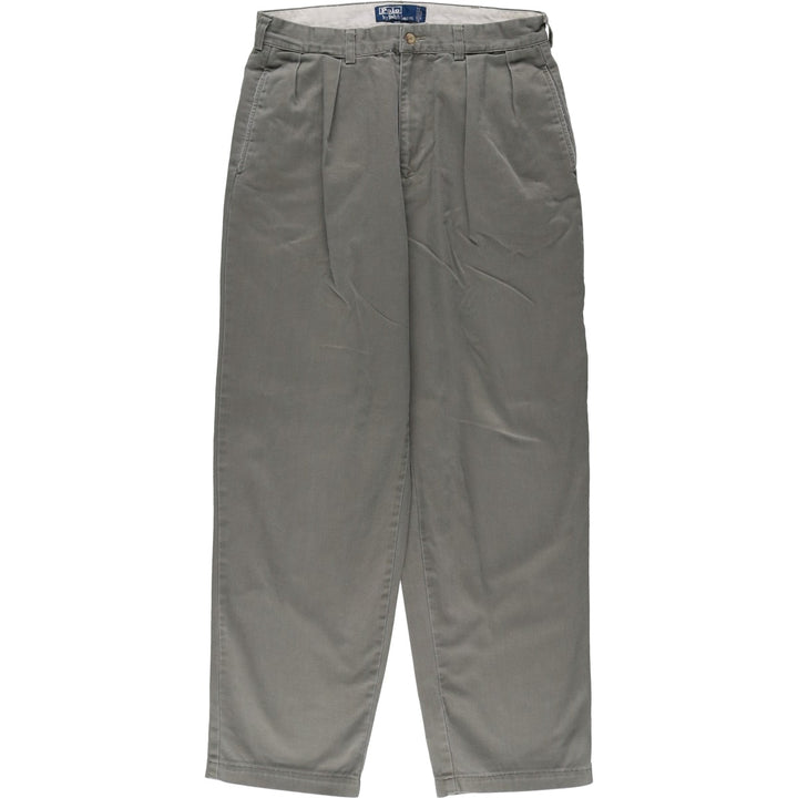 Ralph Lauren POLO by Ralph Lauren ANDREW PANT, two-pleat chino pants, men's, W32 equivalent cotton Khaki type sage green Vintage Second Hand