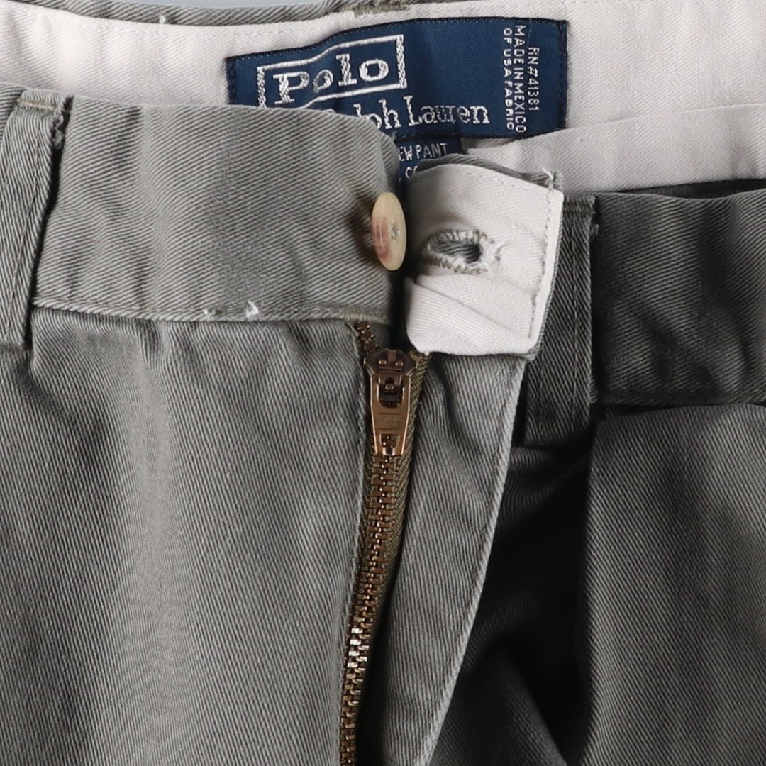 Ralph Lauren POLO by Ralph Lauren ANDREW PANT, two-pleat chino pants, men's, W32 equivalent cotton Khaki type sage green Vintage Second Hand