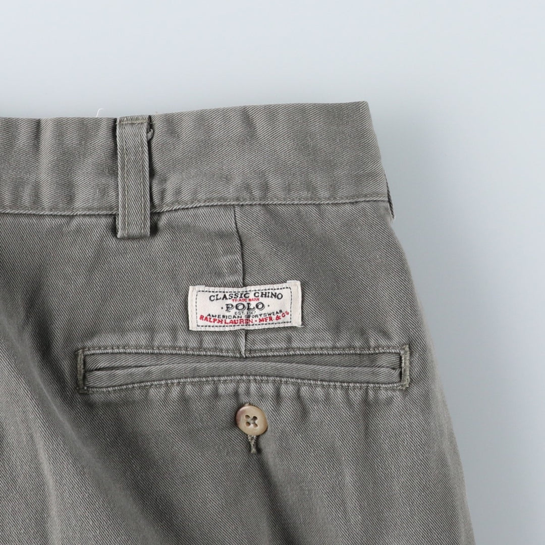 Ralph Lauren POLO by Ralph Lauren ANDREW PANT, two-pleat chino pants, men's, W32 equivalent cotton Khaki type sage green Vintage Second Hand
