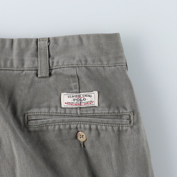 Ralph Lauren POLO by Ralph Lauren ANDREW PANT, two-pleat chino pants, men's, W32 equivalent cotton Khaki type sage green Vintage Second Hand