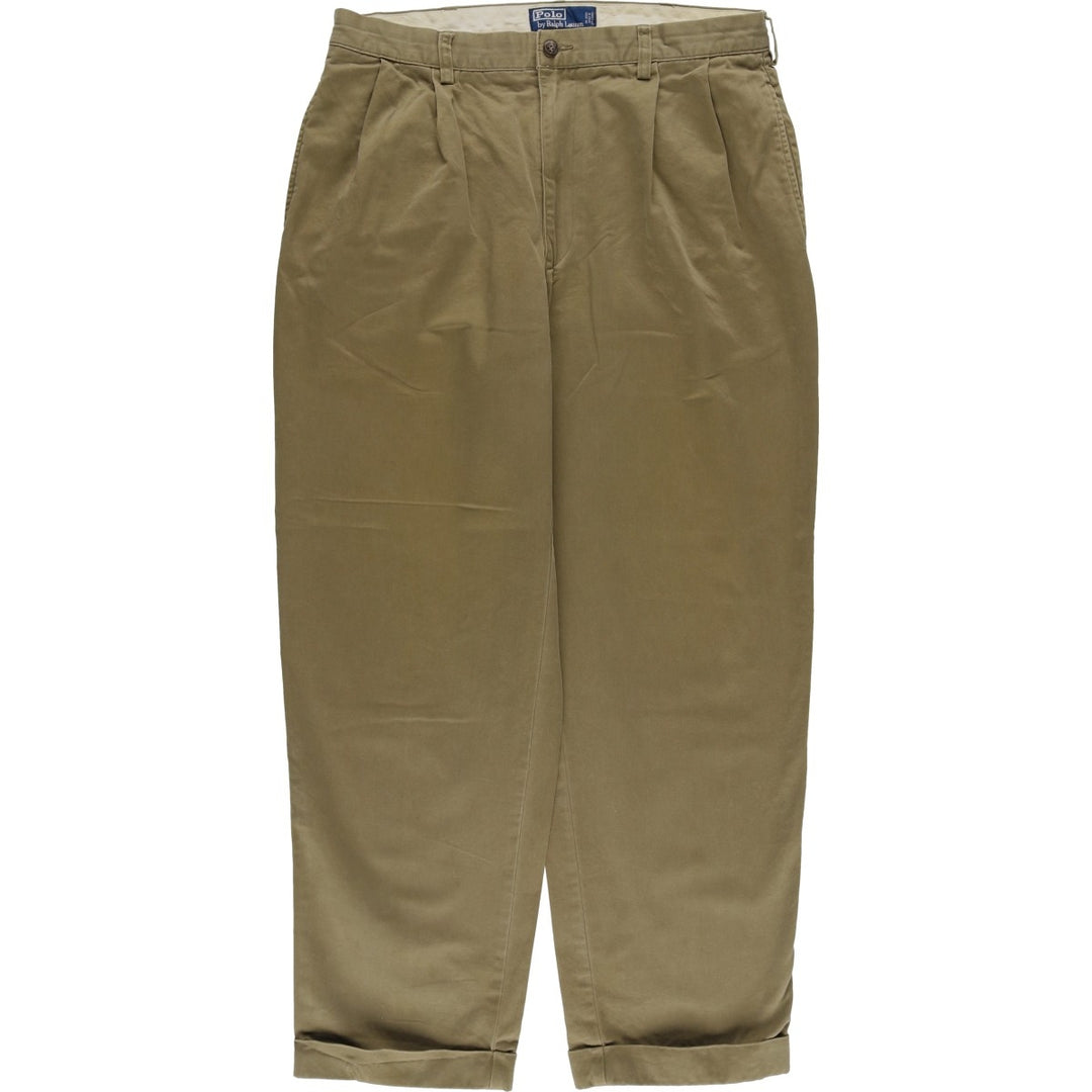 Ralph Lauren Polo Hammond Pant, two-pleat chino pants, men's size W34. cotton Khaki type Vintage Second Hand