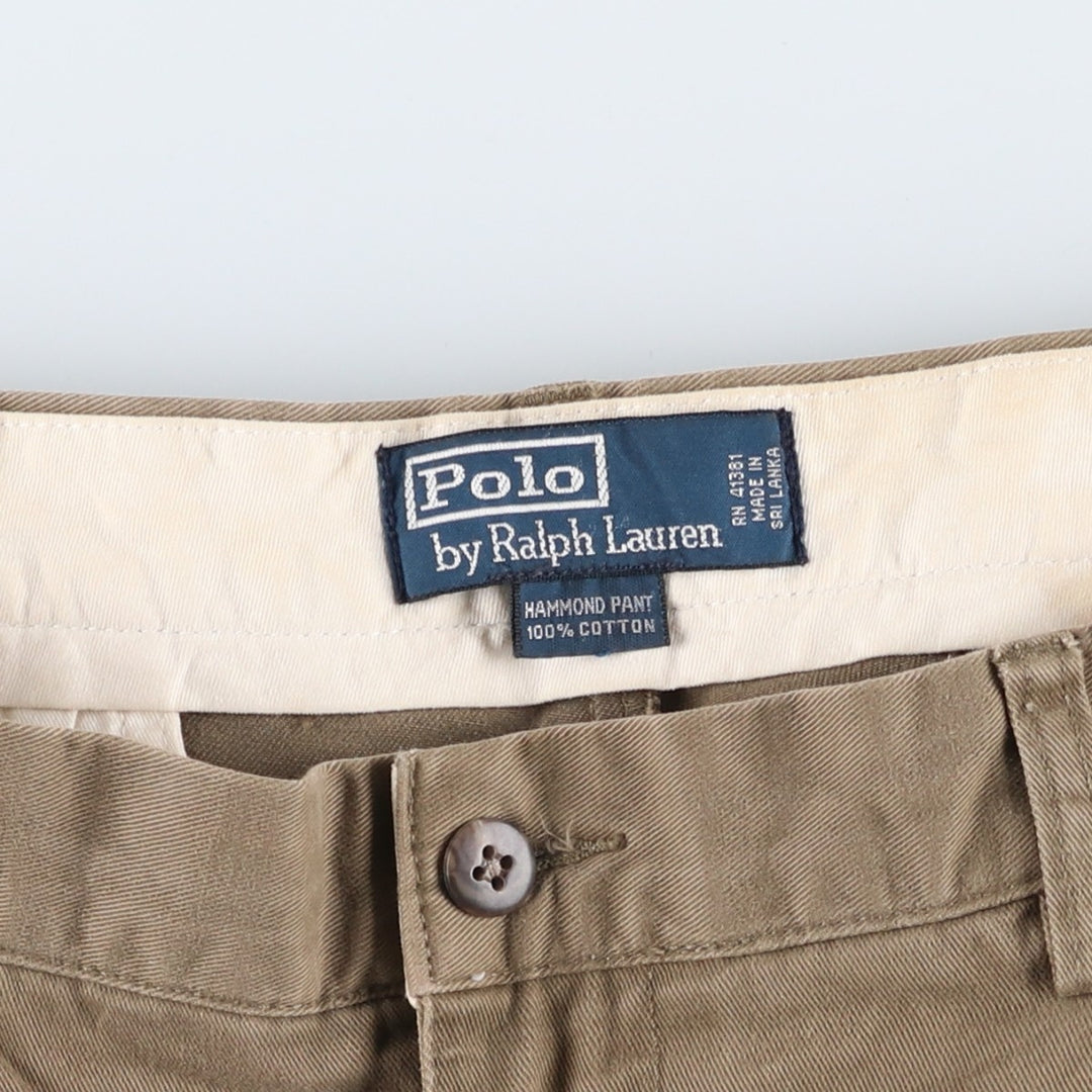 Ralph Lauren Polo Hammond Pant, two-pleat chino pants, men's size W34. cotton Khaki type Vintage Second Hand