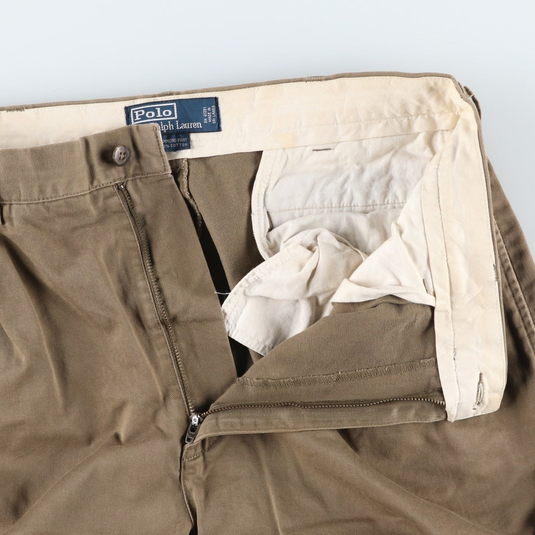 Ralph Lauren Polo Hammond Pant, two-pleat chino pants, men's size W34. cotton Khaki type Vintage Second Hand