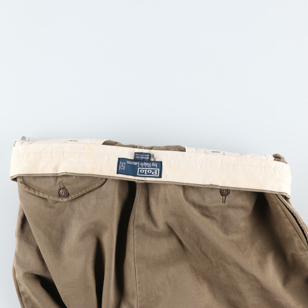 Ralph Lauren Polo Hammond Pant, two-pleat chino pants, men's size W34. cotton Khaki type Vintage Second Hand