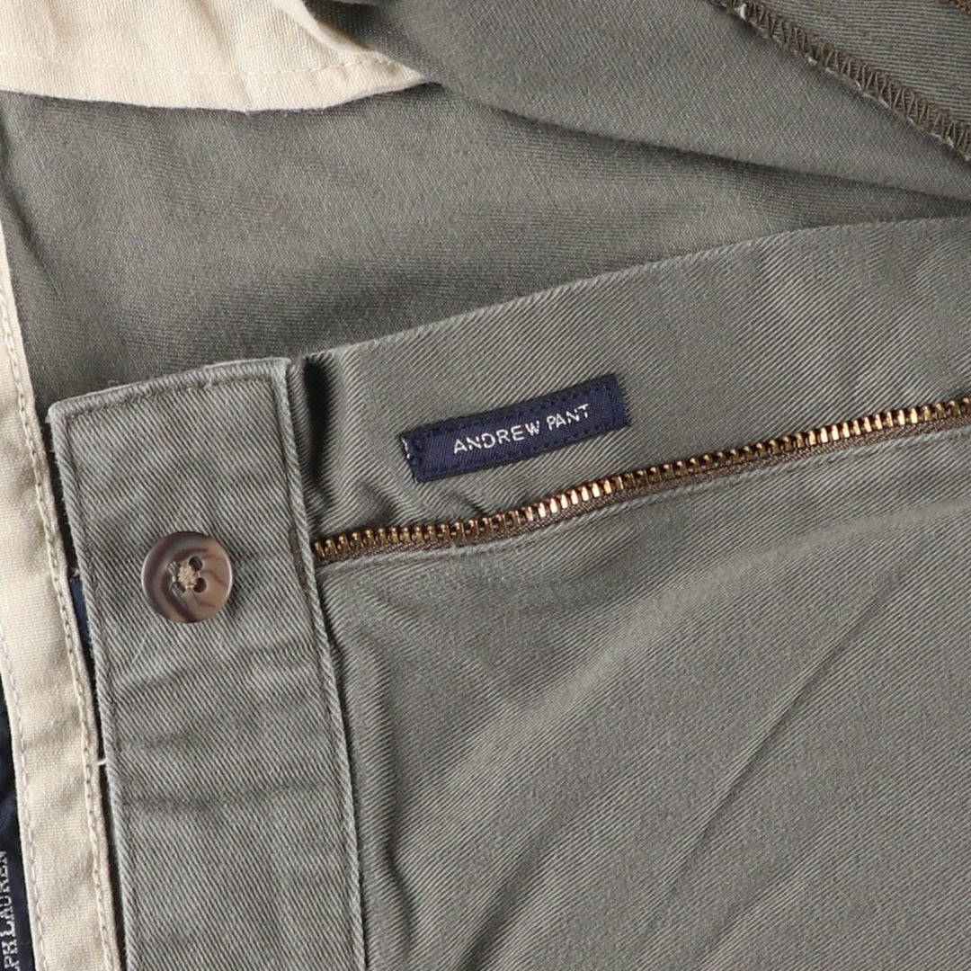 Ralph Lauren Polo Ralph Lauren Andrew Two-pleat Chino Pants Men's Size W36 cotton Khaki type sage green Vintage Second Hand