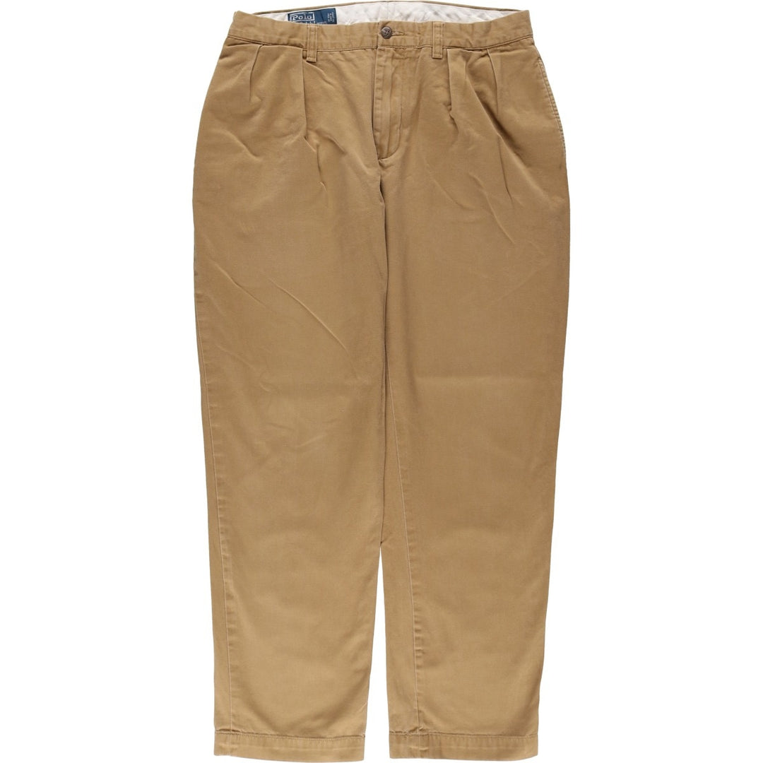 Ralph Lauren POLO by Ralph Lauren ETHAN PANT, two-pleat chino pants, men's size W33 cotton Beige type Vintage Second Hand