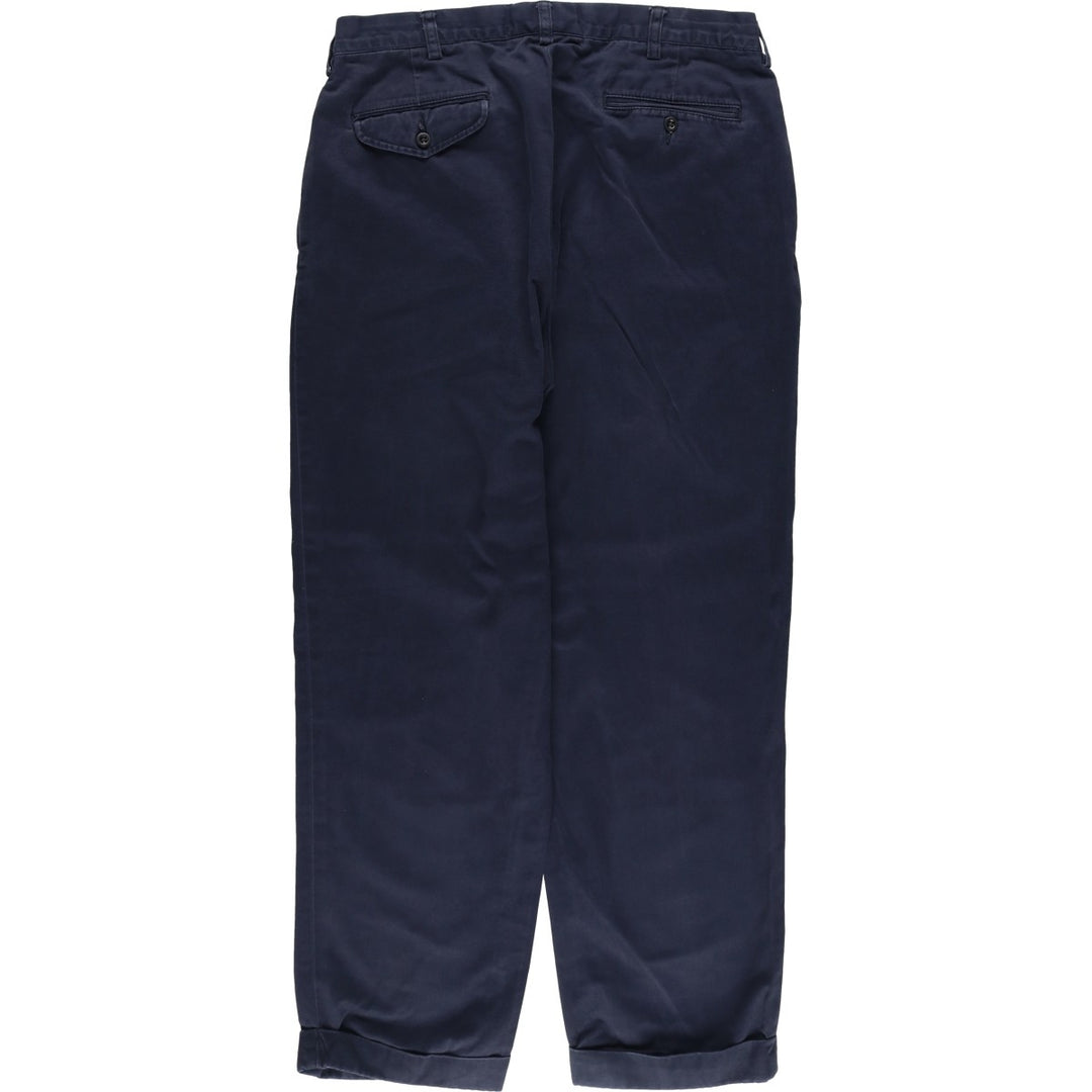 Ralph Lauren POLO by Ralph Lauren ANDREW PANT Two-pleat chino pants for men, equivalent to W34 cotton navy blue type Vintage Second Hand