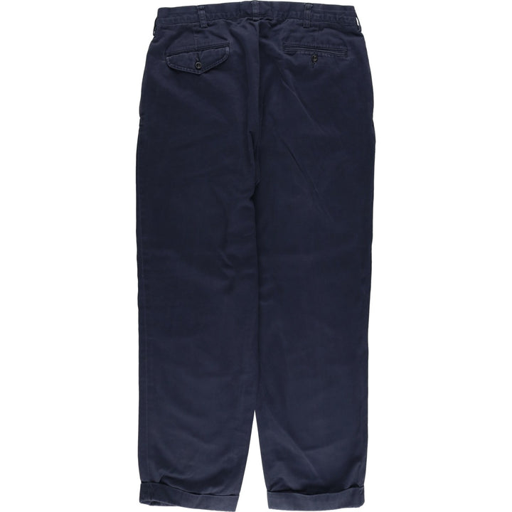 Ralph Lauren POLO by Ralph Lauren ANDREW PANT Two-pleat chino pants for men, equivalent to W34 cotton navy blue type Vintage Second Hand