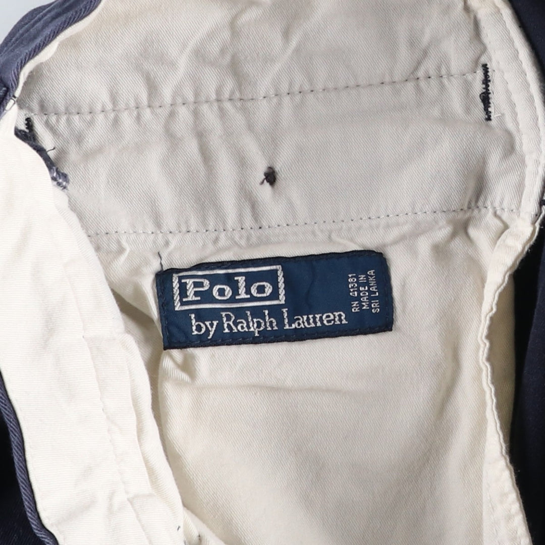 Ralph Lauren POLO by Ralph Lauren ANDREW PANT Two-pleat chino pants for men, equivalent to W34 cotton navy blue type Vintage Second Hand