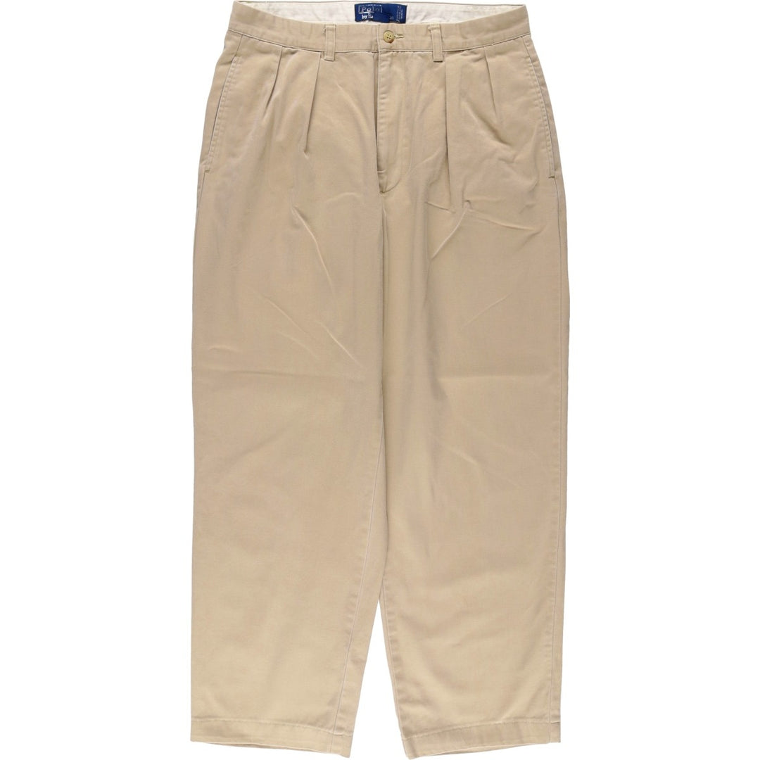 Ralph Lauren POLO by Ralph Lauren ANDREW PANT, two-pleat chino pants, men's, W32 equivalent cotton beige type brown Vintage Second Hand