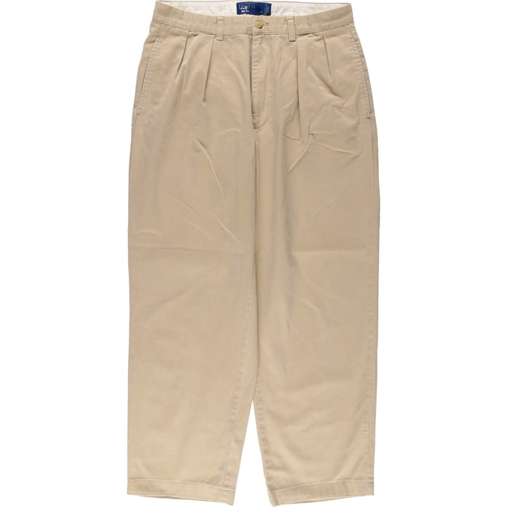 Ralph Lauren POLO by Ralph Lauren ANDREW PANT, two-pleat chino pants, men's, W32 equivalent cotton beige type brown Vintage Second Hand
