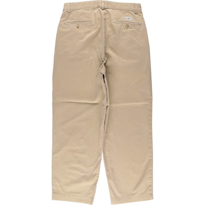 Ralph Lauren POLO by Ralph Lauren ANDREW PANT, two-pleat chino pants, men's, W32 equivalent cotton beige type brown Vintage Second Hand