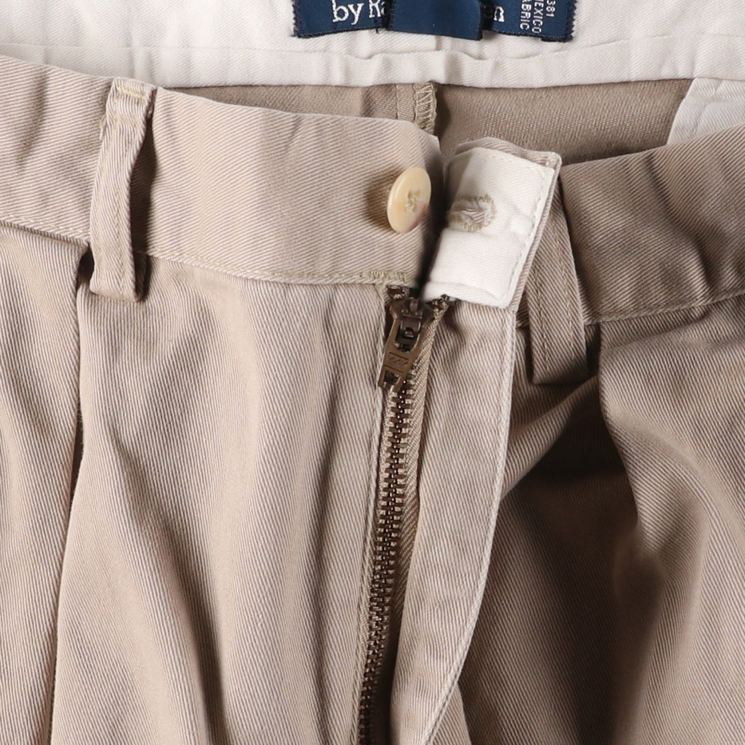 Ralph Lauren POLO by Ralph Lauren ANDREW PANT, two-pleat chino pants, men's, W32 equivalent cotton beige type brown Vintage Second Hand