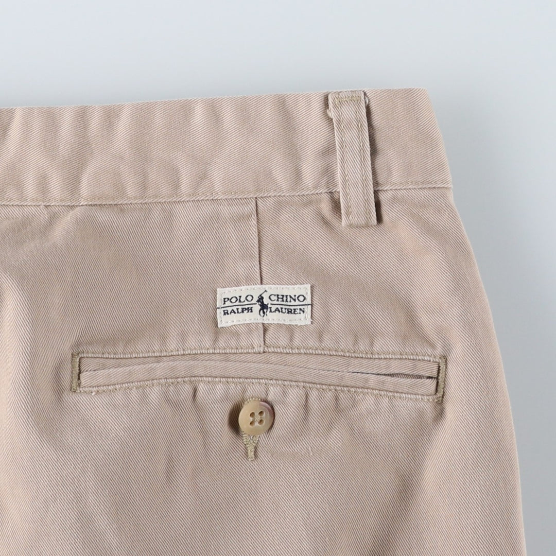 Ralph Lauren POLO by Ralph Lauren ANDREW PANT, two-pleat chino pants, men's, W32 equivalent cotton beige type brown Vintage Second Hand