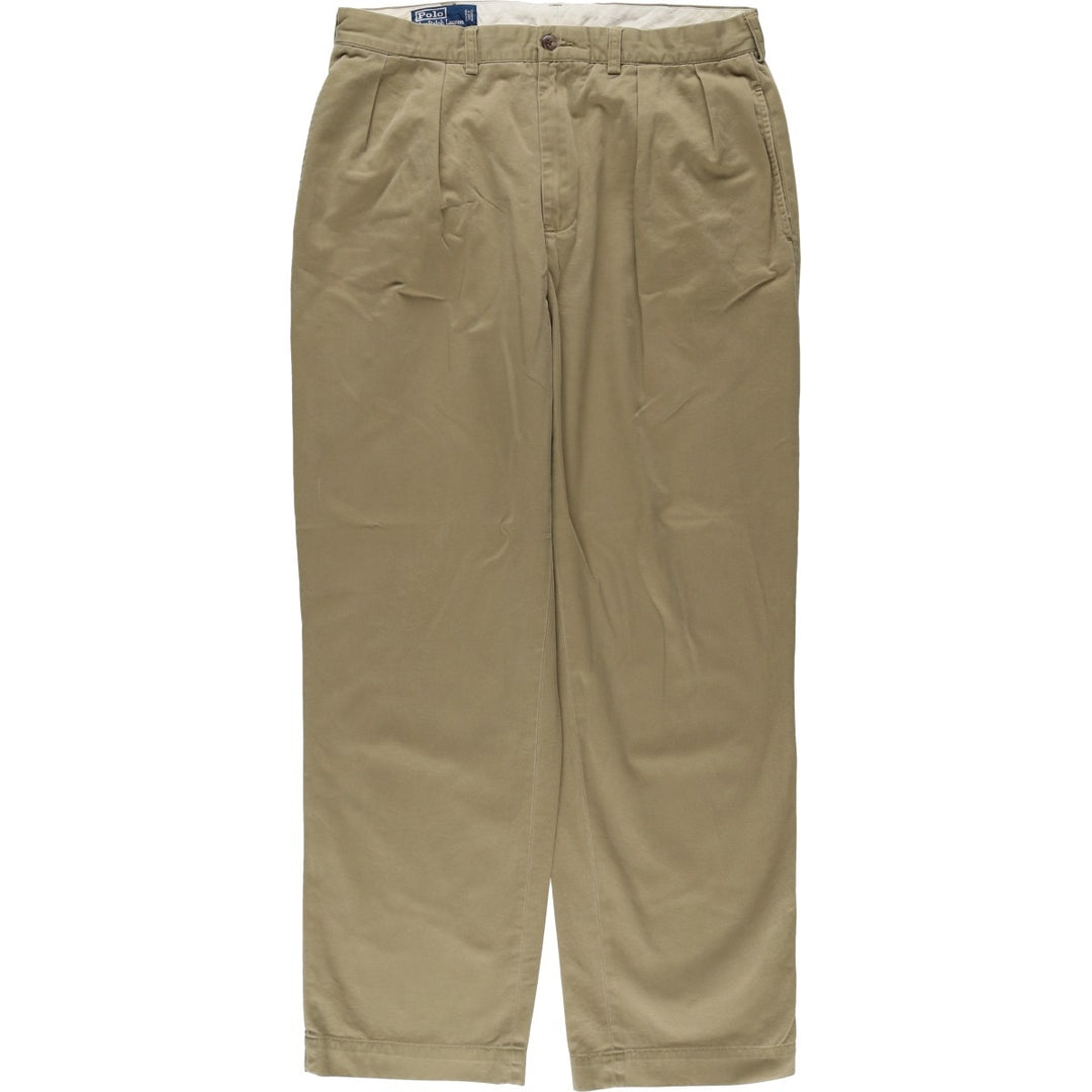 Ralph Lauren POLO by Ralph Lauren ANDREW PANT Two-pleat chino pants for men, equivalent to W34 cotton Beige type Vintage Second Hand
