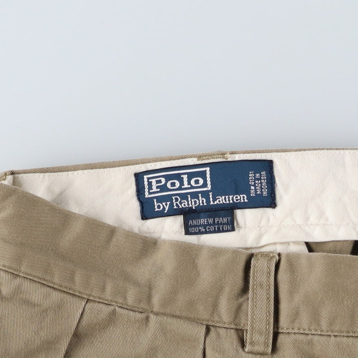 Ralph Lauren POLO by Ralph Lauren ANDREW PANT Two-pleat chino pants for men, equivalent to W34 cotton Beige type Vintage Second Hand