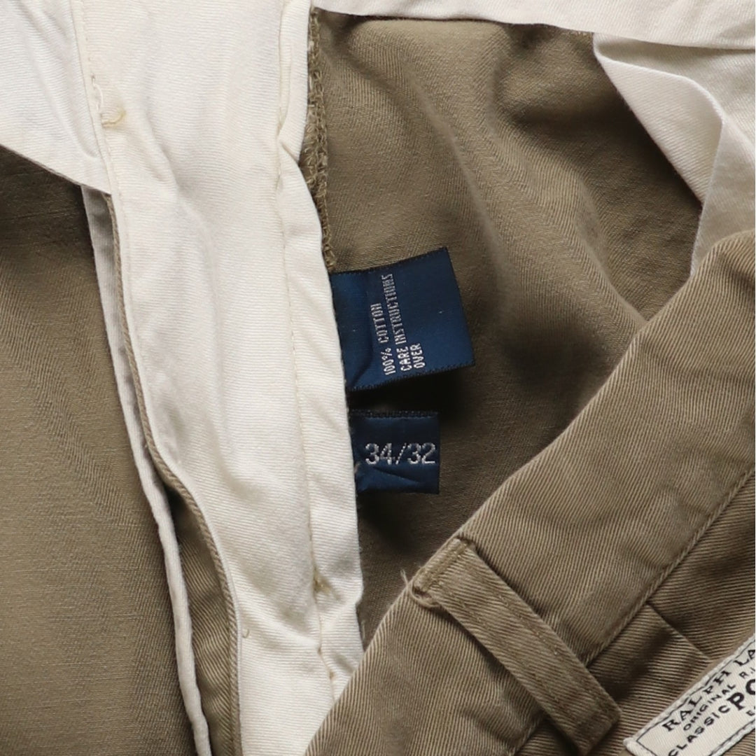 Ralph Lauren POLO by Ralph Lauren ANDREW PANT Two-pleat chino pants for men, equivalent to W34 cotton Beige type Vintage Second Hand