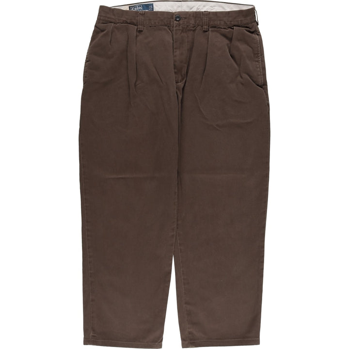 Ralph Lauren POLO by Ralph Lauren ETHAN PANT Two-pleat chino pants for men, size W34 cotton brown type Vintage Second Hand