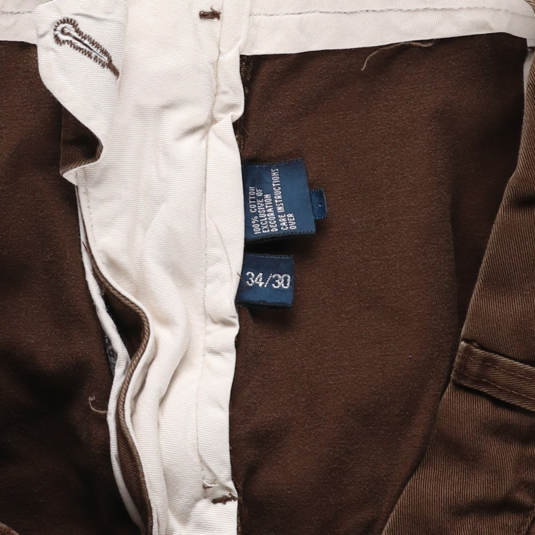 Ralph Lauren POLO by Ralph Lauren ETHAN PANT Two-pleat chino pants for men, size W34 cotton brown type Vintage Second Hand