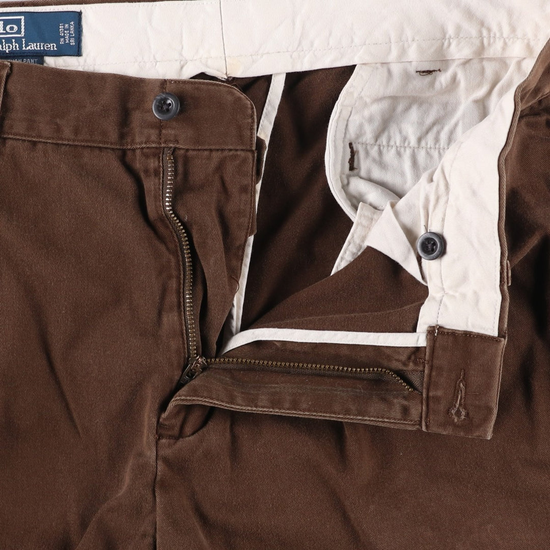 Ralph Lauren POLO by Ralph Lauren ETHAN PANT Two-pleat chino pants for men, size W34 cotton brown type Vintage Second Hand