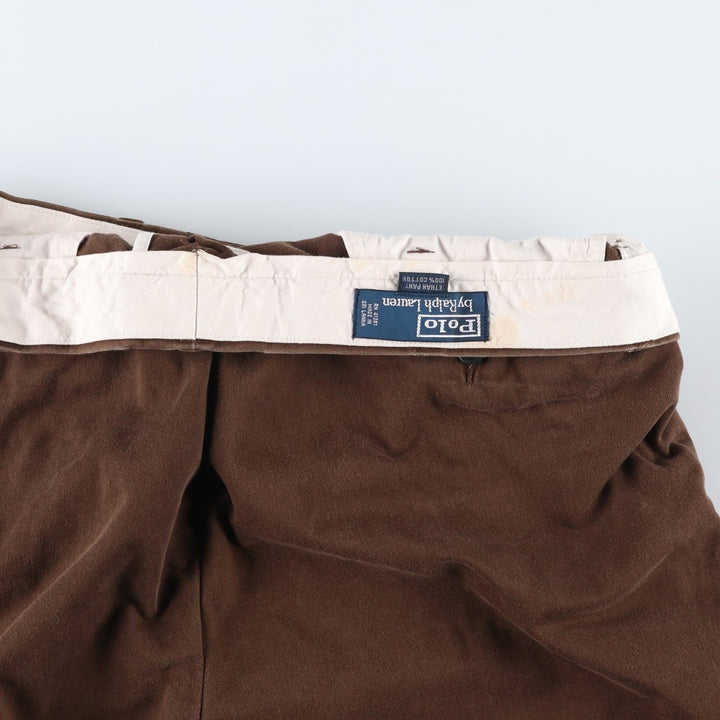 Ralph Lauren POLO by Ralph Lauren ETHAN PANT Two-pleat chino pants for men, size W34 cotton brown type Vintage Second Hand