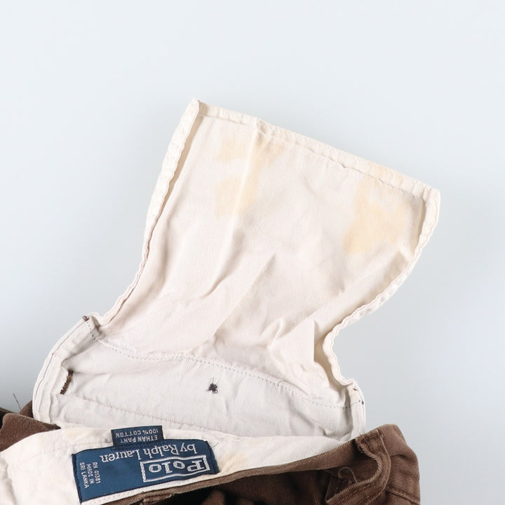 Ralph Lauren POLO by Ralph Lauren ETHAN PANT Two-pleat chino pants for men, size W34 cotton brown type Vintage Second Hand