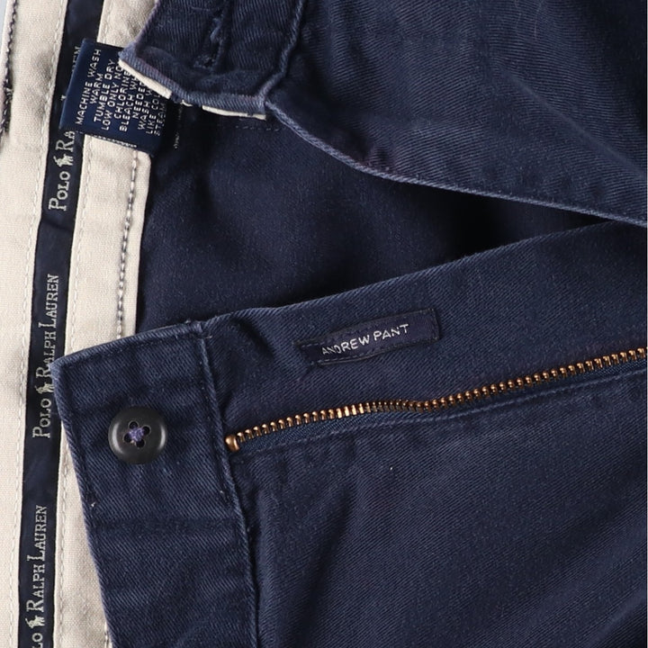Ralph Lauren Polo Ralph Lauren Andrew Two-pleat Chino Pants Men's W35 cotton navy blue type Vintage Second Hand