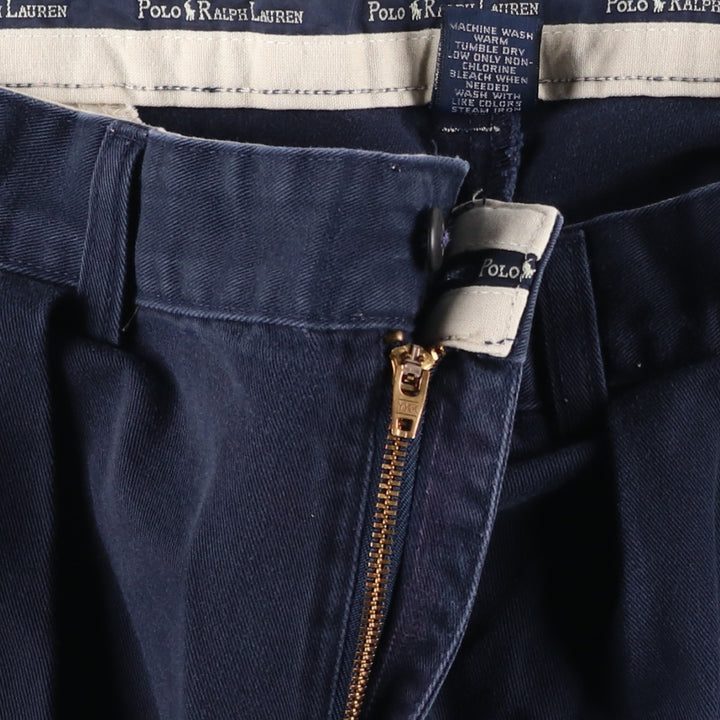 Ralph Lauren Polo Ralph Lauren Andrew Two-pleat Chino Pants Men's W35 cotton navy blue type Vintage Second Hand