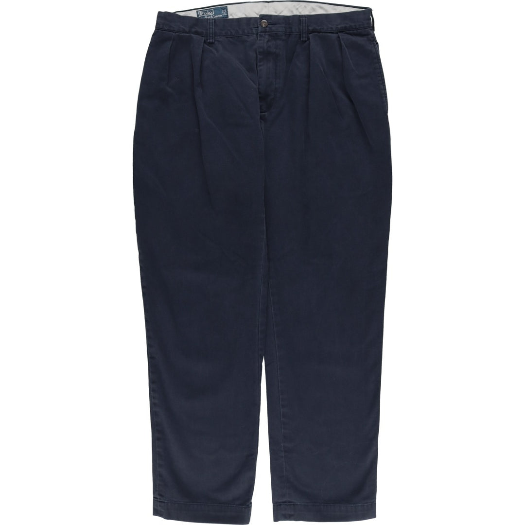 Ralph Lauren POLO by Ralph Lauren ETHAN PANT Two-pleat chino pants for men, size W36 cotton navy blue type Vintage Second Hand