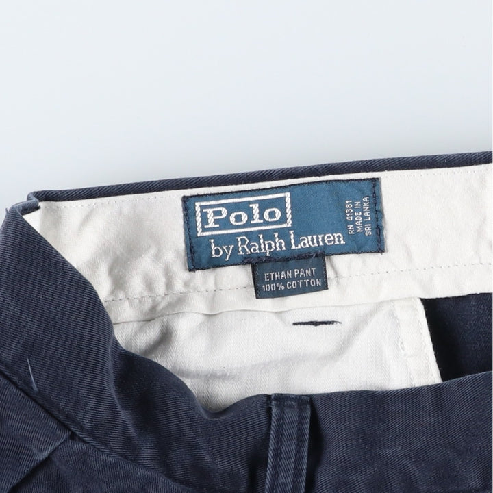 Ralph Lauren POLO by Ralph Lauren ETHAN PANT Two-pleat chino pants for men, size W36 cotton navy blue type Vintage Second Hand