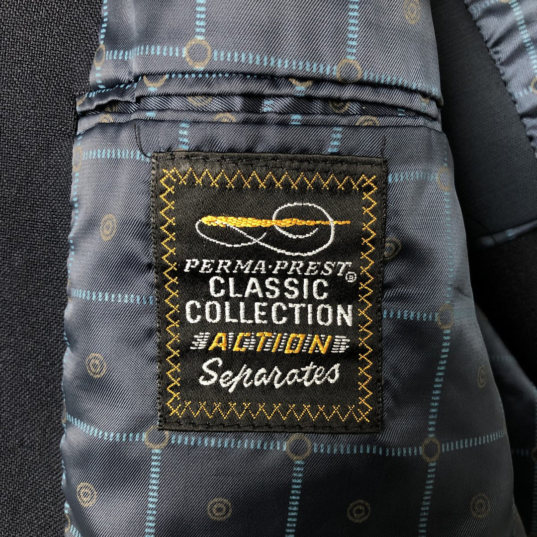 CLASSIC COLLECTION PREMA-PREST Navy Blazer, Tailored Jacket, Made in USA, Men's Size Medium, Vintage polyester navy blue type Vintage Second Hand