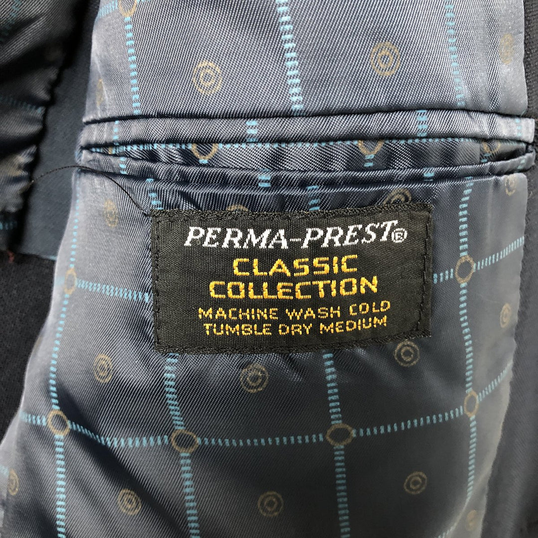 CLASSIC COLLECTION PREMA-PREST Navy Blazer, Tailored Jacket, Made in USA, Men's Size Medium, Vintage polyester navy blue type Vintage Second Hand