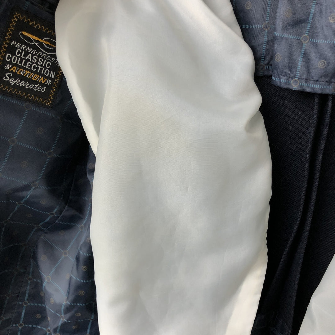 CLASSIC COLLECTION PREMA-PREST Navy Blazer, Tailored Jacket, Made in USA, Men's Size Medium, Vintage polyester navy blue type Vintage Second Hand