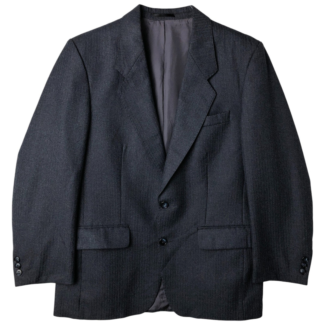 BHS Herringbone Wool Tailored Jacket, Made in England, Men's Size Medium wool navy blue type Vintage Second Hand
