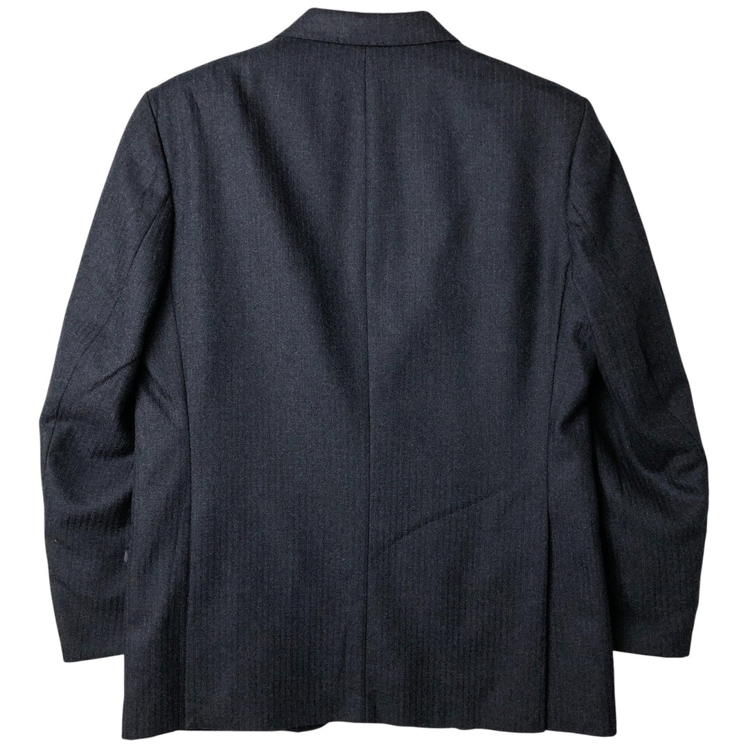 BHS Herringbone Wool Tailored Jacket, Made in England, Men's Size Medium wool navy blue type Vintage Second Hand