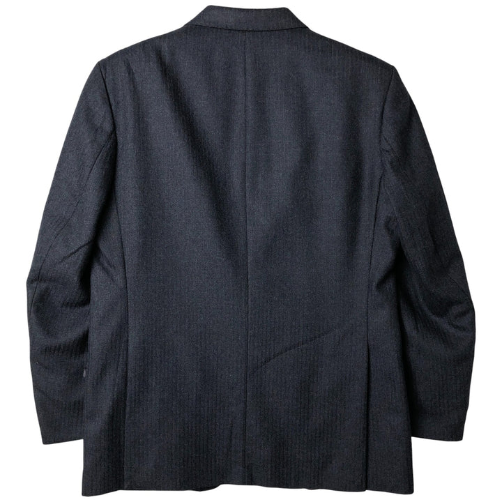 BHS Herringbone Wool Tailored Jacket, Made in England, Men's Size Medium wool navy blue type Vintage Second Hand