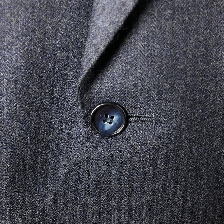 BHS Herringbone Wool Tailored Jacket, Made in England, Men's Size Medium wool navy blue type Vintage Second Hand