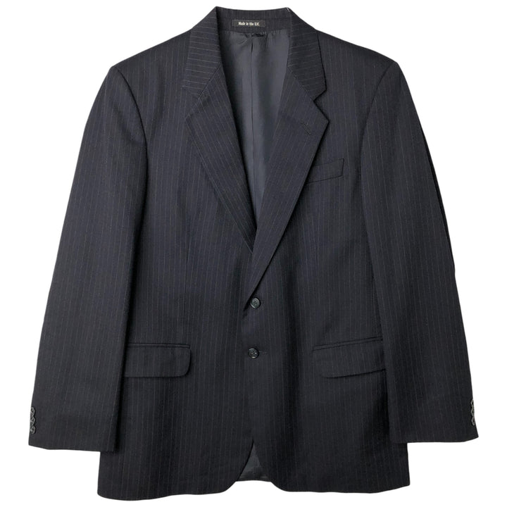 St. Michael Striped Wool Tailored Jacket, Made in England, Men's Size Medium wool navy blue type Vintage Second Hand