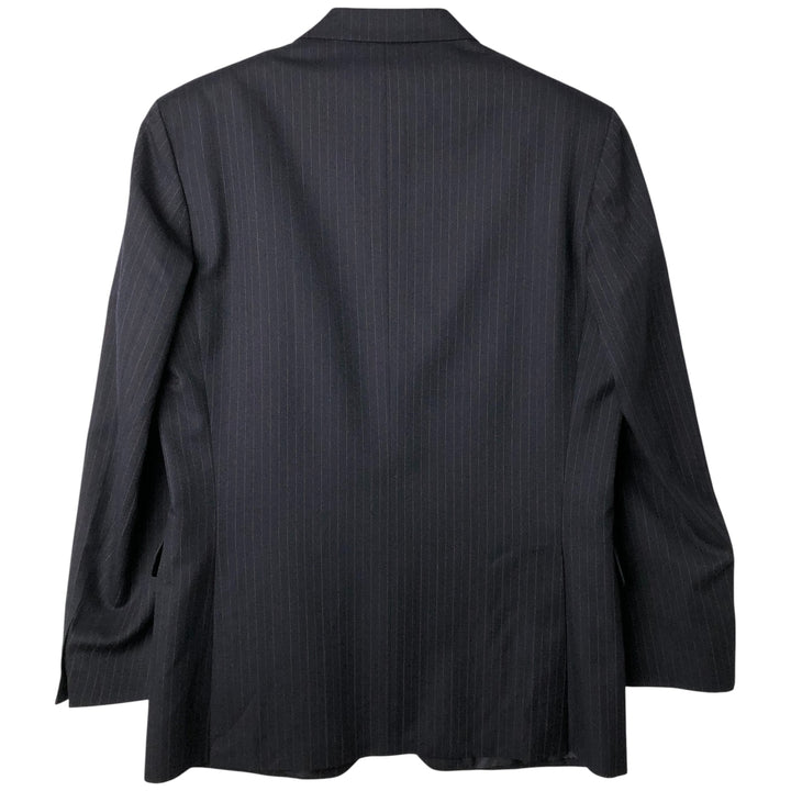 St. Michael Striped Wool Tailored Jacket, Made in England, Men's Size Medium wool navy blue type Vintage Second Hand