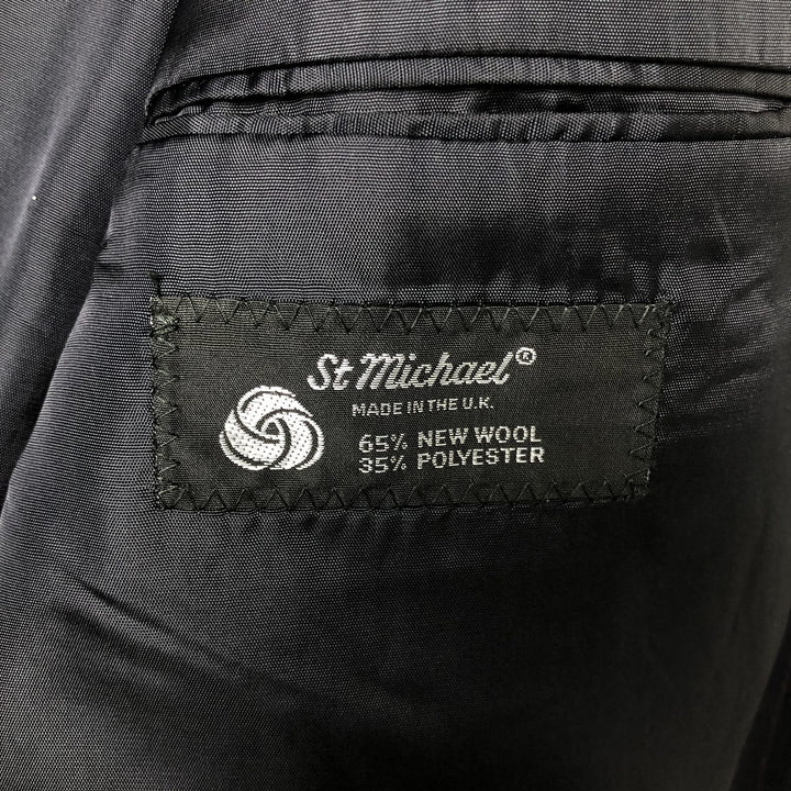 St. Michael Striped Wool Tailored Jacket, Made in England, Men's Size Medium wool navy blue type Vintage Second Hand