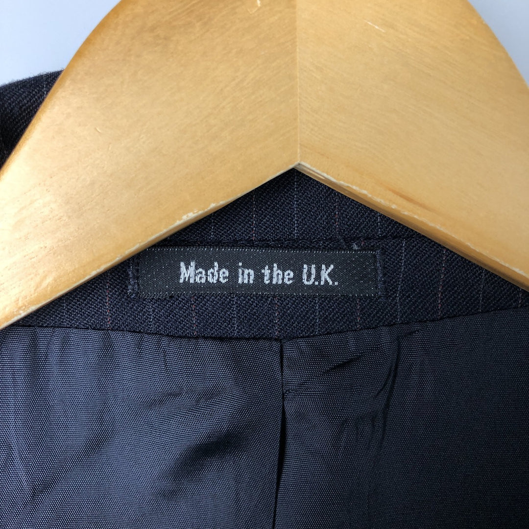 St. Michael Striped Wool Tailored Jacket, Made in England, Men's Size Medium wool navy blue type Vintage Second Hand