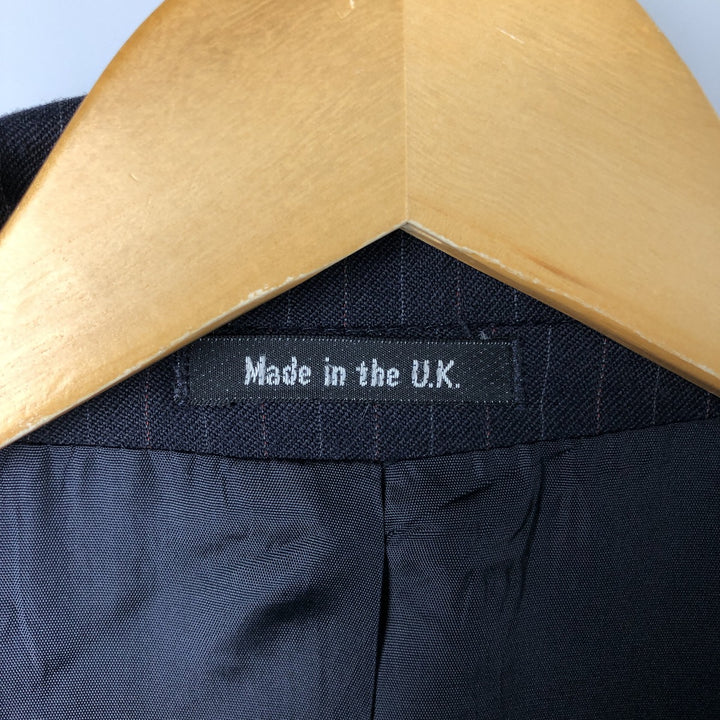 St. Michael Striped Wool Tailored Jacket, Made in England, Men's Size Medium wool navy blue type Vintage Second Hand